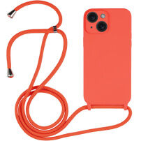 Silikónový kryt so šnúrkou pre iPhone 13 - oranžový