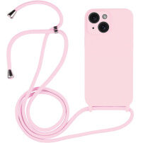 Silikónový kryt so šnúrkou pre iPhone 13 - ružový