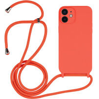 Silikónový kryt so šnúrkou pre iPhone 12 - oranžový
