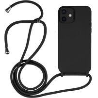 Silikónový kryt so šnúrkou pre iPhone 12 - čierny