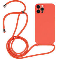 Silikónový kryt so šnúrkou pre iPhone 12 Pro - oranžový