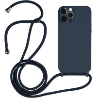 Silikónový kryt so šnúrkou pre iPhone 12 Pro - tmavomodrý
