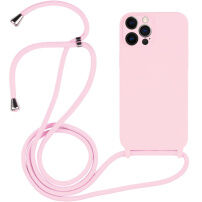 Silikónový kryt so šnúrkou pre iPhone 12 Pro - ružový