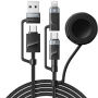 ESSAGER 3v1 univerzálny opletený nabíjací a dátový kábel - USB-C / USB-A na magnetický puk / USB-C / Lightning - 2 m - čierny