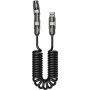 WEKOME WDC-80 2v1 špirálový nabíjací a dátový kábel - USB-C / USB-A na USB-C / Lightning - 1,8 m - čierny