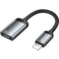 ESSAGER audio a nabíjacia redukcia - USB-C na Lightning - sivá