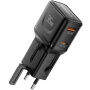 ESSAGER G535 GaN univerzálny cestovný adaptér s portmi USB-C / USB-A a výsuvnými zástrčkami - 35W - čierny