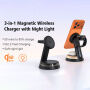 Q36-A Qi2 3v1 magnetický bezdrôtový stojan s lampou pre iPhone / Apple Watch / AirPods - 25W - biely