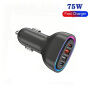 P54 sada autonabíjačky s portmi 2x USB-C / 2x USB-A a kábla USB-C na USB-C - 75W - 1 m - čierna