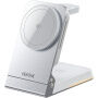 WEKOME WP-U180 Qi2 3v1 skladací magnetický bezdrôtový stojan pre iPhone / Apple Watch / AirPods - 15W - strieborný