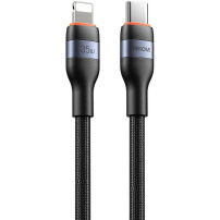 WEKOME WDC-C33 opletený nabíjací a dátový kábel - USB-C na Lightning - 2 m - čierny