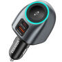 ESSAGER ES-CC31 autonabíjačka s portmi USB-C / USB-A a integrovanou nabíjačkou pre Apple Watch - 50W - sivá