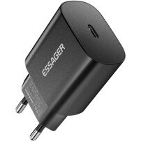 ESSAGER ES-CD38 rýchlonabíjací adaptér s portom USB-C - 25W - čierny