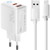 ESSAGER ES-CD55 sada adaptéra s portmi USB-C / USB-A a kábla USB-A na Lightning - 20W - 1 m - biela