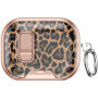 Obal s leopardím vzorom, zapínaním a karabínou pre AirPods Pro 2 - hnedý