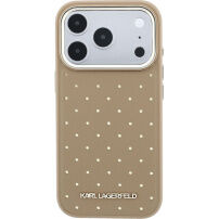 Karl Lagerfeld Perforated Gold Dots kryt s MagSafe pre iPhone 17 Pro Max - béžový