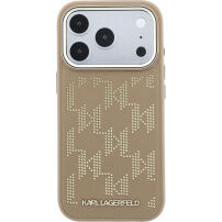 Karl Lagerfeld Perforated Monogram kryt s MagSafe pre iPhone 17 Pro - béžový