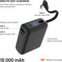 FIXED Zen 10 Loop powerbanka s integrovaným káblom USB-C a portmi USB-C / USB-A - 10 000 mAh - čierna