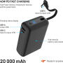 FIXED Zen 20 Loop powerbanka s integrovaným káblom USB-C a portmi USB-C / USB-A - 20 000 mAh - čierna