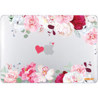 ENKAY lesklý transparentný kryt so vzorom pre MacBook Pro 13" (A1706/A1708/A1989/A2159) - ružové pivonky
