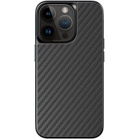 EPICO Hybrid Carbon kryt so vzorom karbónových vlákien a MagSafe pre iPhone 14 Pro Max - čierny