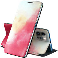 Flipové ochranné puzdro so vzorom vodových farieb pre iPhone 13 Pro - červené