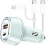 P78 sada autonabíjačky s portmi USB-C / USB-A a kábla USB-C na USB-C / Lightning - 55W - 1 m - mentolová