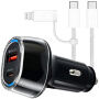 P78 sada autonabíjačky s portmi USB-C / USB-A a kábla USB-C na USB-C / Lightning - 55W - 1 m - čierna
