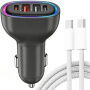 P54 sada autonabíjačky s portmi 2x USB-C / 2x USB-A a kábla USB-C na USB-C - 75W - 1 m - čierna