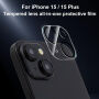 XDcase tvrdené sklo na ochranu šošoviek zadného fotoaparátu pre iPhone 15 / 15 Plus - čierne