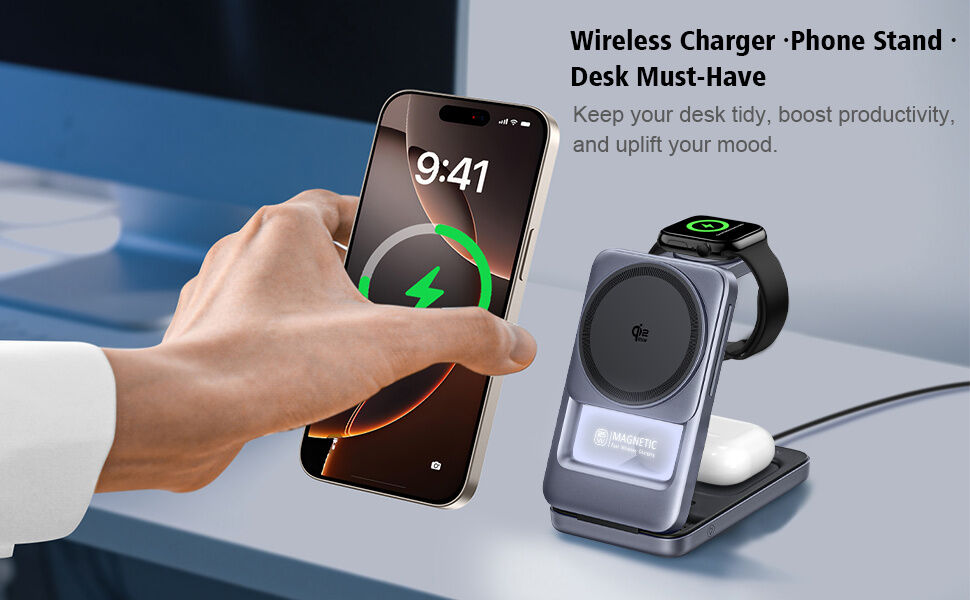Q29 Qi2.2 3v1 skladací magnetický bezdrôtový stojan pre iPhone / Apple Watch / AirPods - 25W - biely