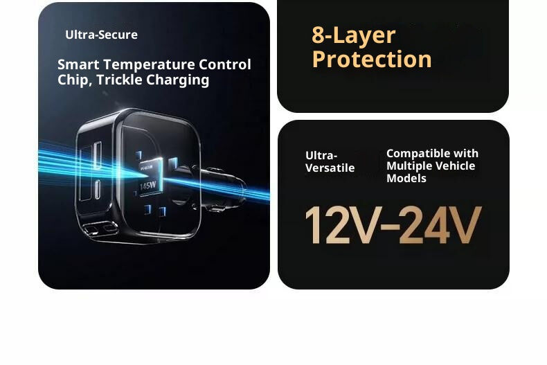 UGREENEC604 sada autonabíjačky s portami 2x USB-C/USB-A a výsuvného kábla USB-C - 145W - 70 cm - šedá UGREENEC604 sada autonabíjačky s portami 2x USB-C/USB-A a výsuvného kábla USB-C - 145W - 70 cm - šedá
