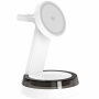 Q36-A Qi2 3v1 magnetický bezdrôtový stojan s lampou pre iPhone / Apple Watch / AirPods - 25W - biely