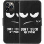 Flipové puzdro so stojančekom Do not touch my phone pre iPhone 11 Pro – čierne