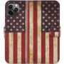 Flipové puzdro so stojančekom retro vlajka USA pre iPhone 11 Pro – farebné