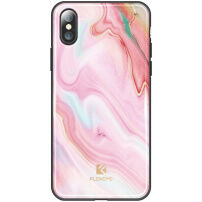 FLOVEME ochranný kryt s vrstvou z tvrdeného plastu pre Apple iPhone XS / iPhone X – ružový achát