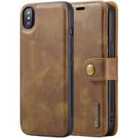 DG.Ming 2v1 odnímateľné flipové púzdro pre iPhone XS Max - hnedé