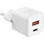 FIXED GaN mini rýchlonabíjací adaptér s portmi USB-C / USB-A - 30W - biely