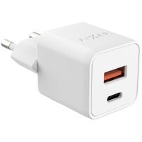 FIXED GaN mini rýchlonabíjací adaptér s portmi USB-C / USB-A - 30W - biely