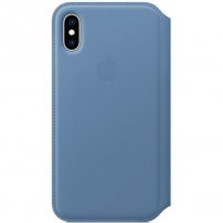 Apple Folio kožené flipové puzdro pre iPhone XS – nevädzovo modré
