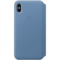 Apple Folio kožené flipové puzdro pre iPhone XS Max – nevädzovo modré