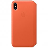 Apple Folio kožené flipové puzdro pre iPhone XS Max – tmavooranžové