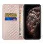 Flipové púzdro so vzorom karbónových vlákien pre iPhone 15 - ružové