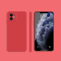 Silikónový ochranný kryt s rovnými hranami pre iPhone 12 mini - červený