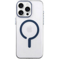 Transparentný Kryt z tvrdého plastu s modrým MagSafe pre iPhone 15 Pro Max - číry