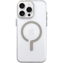 Transparentný Kryt z tvrdého plastu s béžovým MagSafe pre iPhone 15 Pro Max - číry
