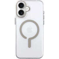 Transparentný kryt z tvrdého plastu s béžovým MagSafe pre iPhone 16 - číry