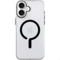 Transparentný Kryt z tvrdého plastu s čiernym MagSafe pre iPhone 16 - číry