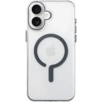 Transparentný Kryt z tvrdého plastu s sivým MagSafe pre iPhone 16 - číry