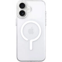 Transparentný kryt z tvrdého plastu s bielym MagSafe pre iPhone 16 Plus - číry